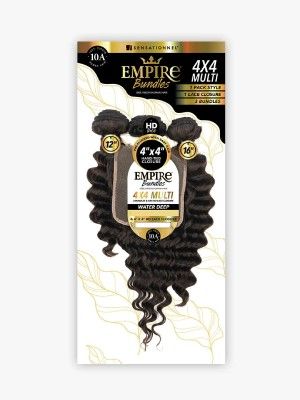 10A Multi Pack Water Deep Virgin Human Hair n 4X4 Empire Bundles HD Lace Closure Sensationnel