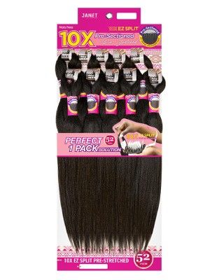10X EZ Split Pre-Stretched Braid 52 inch Braiding Hair By Janet Collection