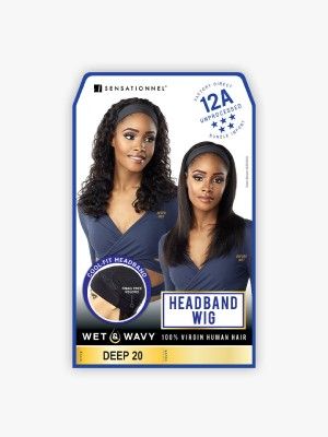 12A Deep 20 HeadBand Wet n Wavy Virgin Human Hair Half Wig Sensationnel