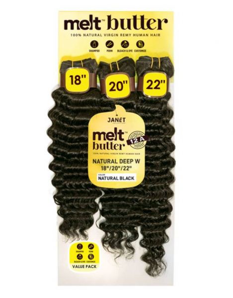 12A Melt Butter Natural Deep 3pcs Virgin Human Hair Bundle Janet Collection