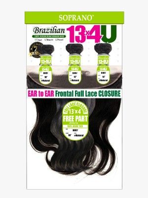 13x4 U Body Free Part Soprano HH Brazilian Hair Bundle With Frontal Full Lace Closure - Beauty Element