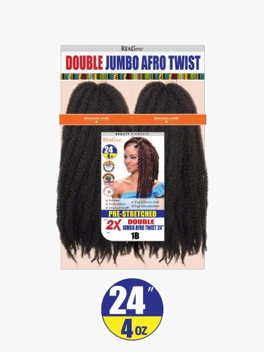 2X Double Jumbo Afro Twist 24 Inch Pre-Stretched Realistic Beauty Element Crochet Braid - Bijoux