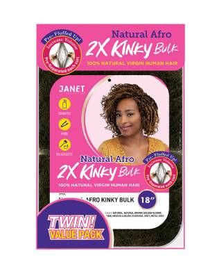 2X Kinky Bulk 8 Natural Afro 100 Human Hair Crochet Braid Janet Collection