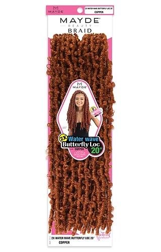 2X Water Wave Butterfly Locs 20 Crochet Braid Mayde Beauty