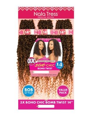 3X Boho Chic Bomb Twist 14 Nala Tress Crochet Braid Janet Collection 