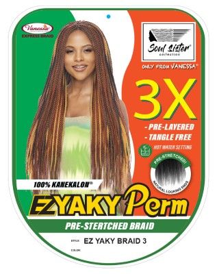 3X EZYaky Perm 100 Kanekalon Pre-Stretched Braiding Hair By Soul Sister- Vanessa