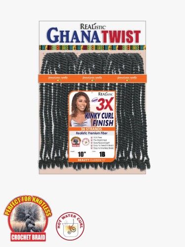 3x Kinky Curl Finish 10 Inch Ghana Twist Beauty Element Crochet Braid - Bijoux