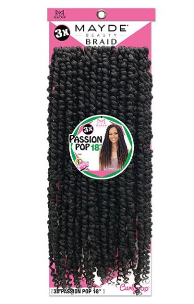 3X Passion Pop 18 Inch by Mayde Beauty CurlyPop Crochet Braid