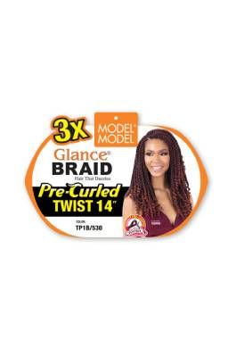 3X Pre-Curled Twist 14 Glance Crochet Braid Model Model