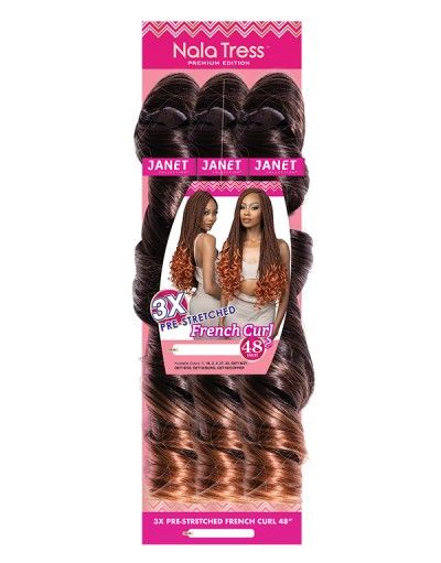 3X Pre Stretched French Curl 48 Crochet Braid Janet Collection