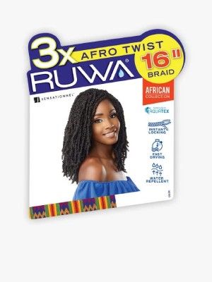 3X Ruwa Afro Twist 16 Inch African Collection Braiding Hair Sensationnel