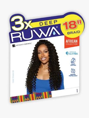 3x Ruwa Deep 18 African Collection Pre Looped Crochet Braid Sensationnel