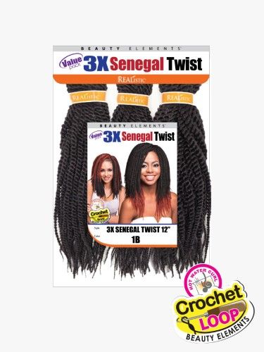3X Senegal Twist Braid 12 Inch Realistic Beauty Braid Crochet - Bijoux