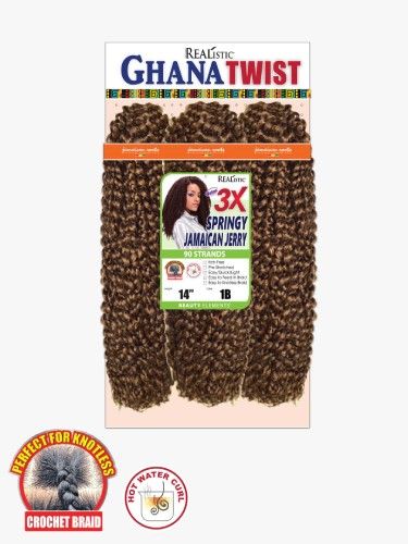 3X Springy Jamaican Jerry 14 Inches Ghana Twist Realistic Beauty Element Crochet Braid - Bijoux