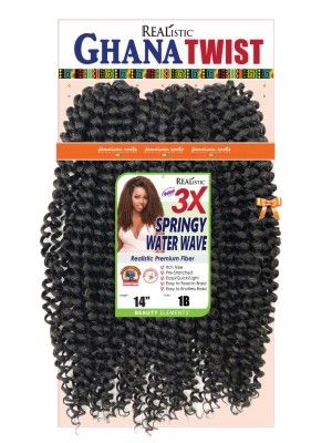 3X Ghana Twist Springy Water Wave 14 Crochet Braid Beauty Elements