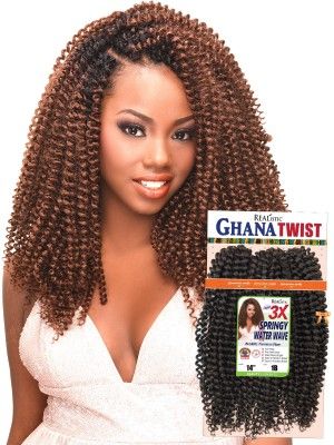 3X Ghana Twist Springy Water Wave 14 Crochet Braid Beauty Elements