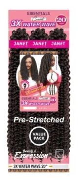 3X Water Wave 20 Inch Pre-stretched Crochet Braid By Janet Collection