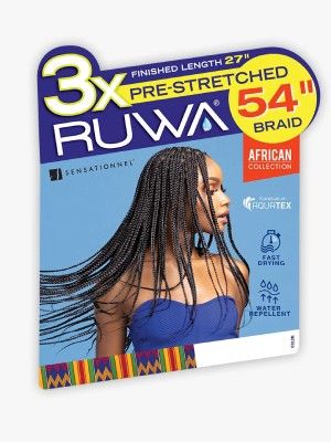 3X Ruwa Pre-Stretched Braid 54 African Collection Braiding Hair Sensationnel