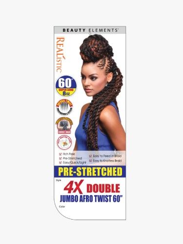 4X Double Jumbo Afro Twist Braid 60 inches Realistic Beauty Element Crochet Braid - Bijoux