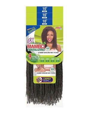 4X Mambo Noir Tantalizing Twist 4Pcs 10 12 Inch Looped Crochet Braid By Janet Collection