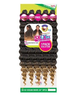 5X Ocean Wave 24 Inch Pre-Stretched Crochet Braid By Janet Collection