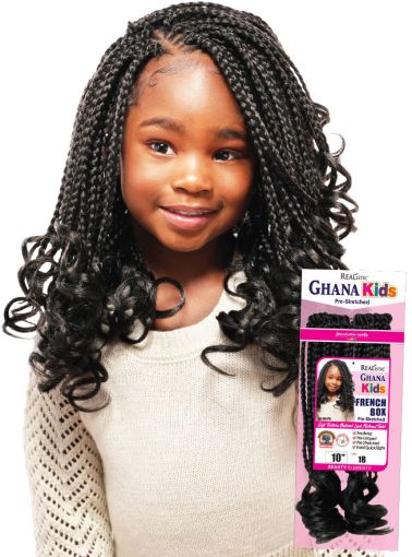 Realistic Ghana Kids French Box 10 Crochet Braid Beauty Elements