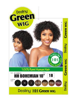 Bohemian 10 Destiny Green 100 Remi Human Hair Wig Beauty Elements