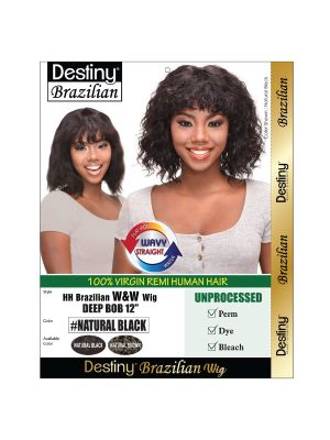 Deep Bob 12 Destiny 100 Human Hair Brazilian Wet n Wavy Wig Beauty Elements