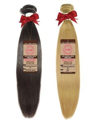 9S+ Aliba Natural Straight 100 virgin Remi Human Hair Bundle - Janet Collection