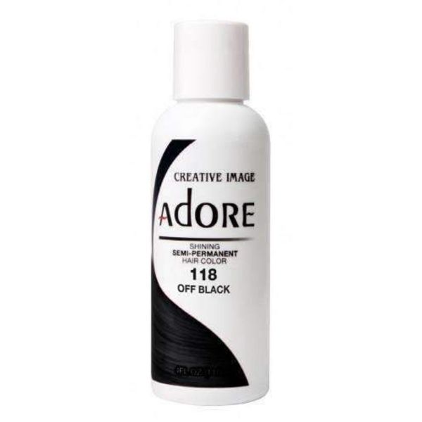 Adore Semi-Permanent Hair color 118 Off Black, 4 oz