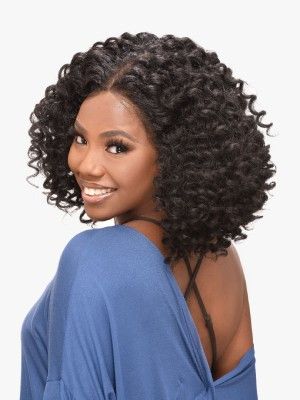 Afro Wand Curl 14 Premium Realistic Fiber HD Transparent Green Lace Front Wig - Beauty Elements