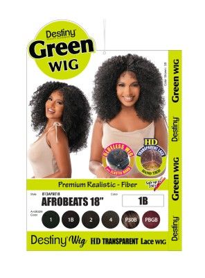 AFROBEATS 18 Destiny Premium Realistic Fiber Green Transparent HD Lace Front Wig Beauty Elements