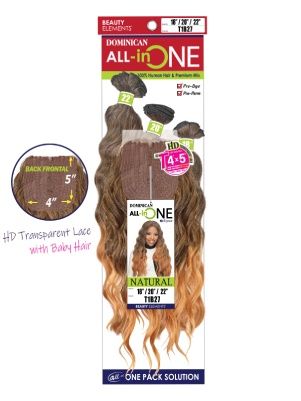 All in One NATURAL 18 20 22 Dominican HD Transparent Back Frontal Weave Beauty Elements