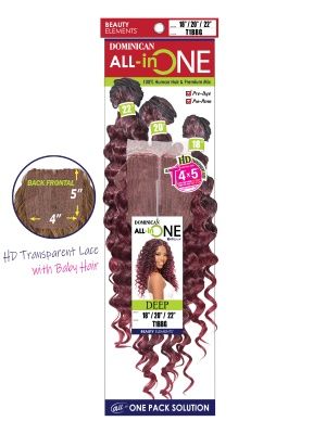 All in One DEEP 18 20 22 Dominican HD Transparent Back Frontal Weave Beauty Element