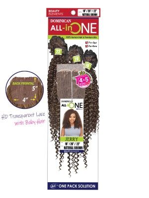 All in One JERRY 18 20 22 Dominican HD Transparent Back Frontal Weave Beauty Element