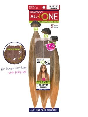All in One STRAIGHT 18 20 22 Dominican HD Transparent Back Frontal Weave Beauty Element