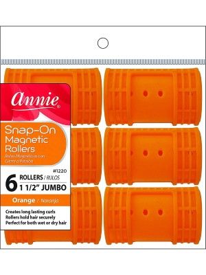 annie magnetic roller, snap on magnetic roller, annie orange magnetic roller, 1219 magnetic roller, annie snap on magnetic roller, onebeautyworld, Annie, Snap, On, Magnetic, Roller, Orange, 1220, 6Pcs