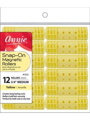 annie magnetic roller, snap on magnetic roller, annie yellow magnetic roller, 1223 magnetic roller, annie snap on magnetic roller, onebeautyworld, Annie, Snap, On, Magnetic, Roller, Yellow, 1223, 6Pcs