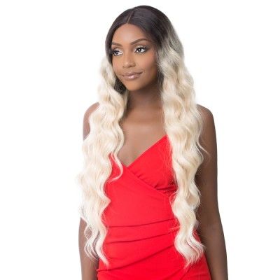 Beach Wave 32 HD Human Hair Blend Lace Front Wig Its a Wig Nutique