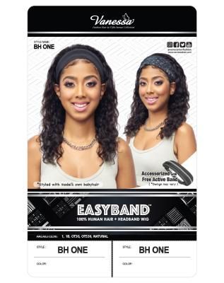 BH One 100 Human Hair Headband Lace Front Wig By EasyBand - Vanessa