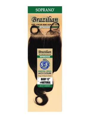 Body Soprano HH Brazilian Remi Human Hair 5x5 HD Full Lace Closure - Beauty Element