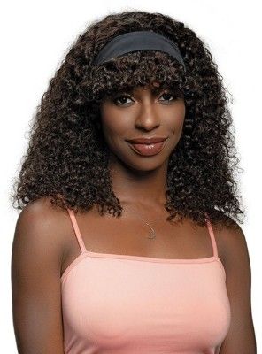 Bohemian 100% Human Hair HH Crescent Bangs Wet N Wavy Wig By Janet Collection