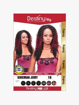 Bohemian Jerry Curl Destiny Pop And Go Premium Realistic Fiber Full Wig - Beauty Element