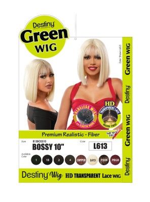 Bossy 10 Premium Realistic Fiber Destiny Green HD Lace Front Wig Beauty Elements