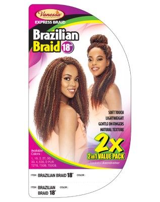 2X Brazilian Braid 18 Inch Synthetic Hair Crochet By Express Braid - Vanessa