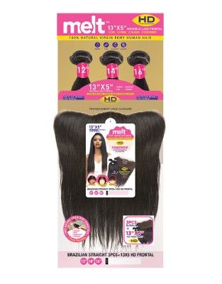 Brazilian Straight 3Pcs + 13x5 HD Free Part Frontal Remi Virgin Human Hair Bundle By Janet Collection