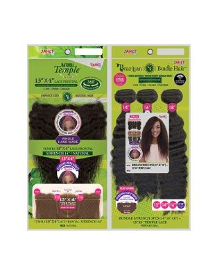 Bundle S/French 3Pcs + 13X4 Temple Lace Brazilian Remy Human Hair Janet Collection