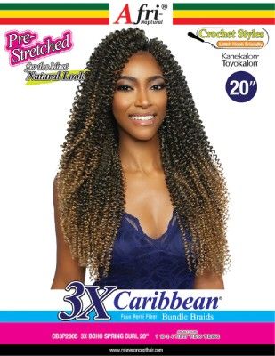 Afri-Naptural, - 3X SPRING CURL ,20 inch, Crochet Braid,  Pre-Stretched- Mane Concept, OneBeautyWorld, CB3P2204, Boho, 3X, Spring, Curl, 20, Afri,-Naptural, Crochet, Braid, Mane, Concept,