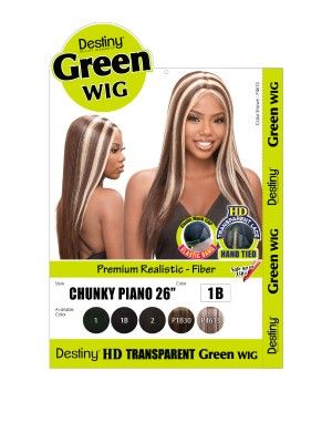 Chunky Piano 26 Premium Realistic Fiber Destiny Green Lace Wig - Beauty Elements