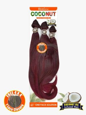 Coconut Perm Layer Realistic Fiber 3pcs Hair Bundle With Free 4X4 T Lace Closure - Beauty Element